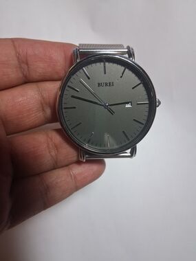 REI Silver Mesh Bracelet Men’s Gray Dial Watch
